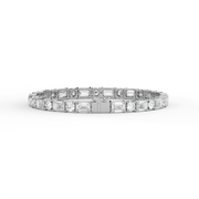 17.30 tct Emerald & Round Lab Created Diamond Tennis Bracelet, E-F Color, VS Clarity, IGI Certificate