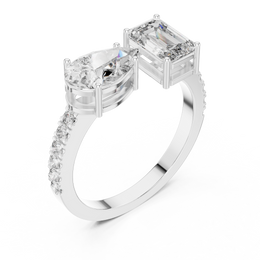 Emerald & Pear 2.24ct Toi Et Moi Lab Diamond Ring | Bezel Set | IGI Certified | D-E-F VVS-VS | 14k 18k Gold