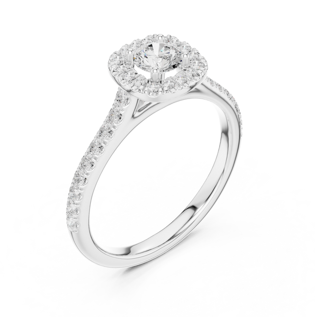 1.58tcw Round Lab Grown Diamond Halo Engagement Ring | DEF Color | VVS–VS Clarity | IGI Certified