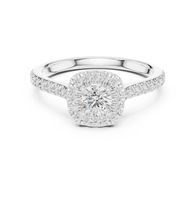 1.58tcw Round Lab Grown Diamond Halo Engagement Ring | DEF Color | VVS–VS Clarity | IGI Certified