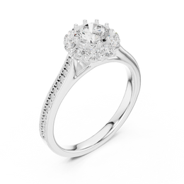 1.32tcw Round Lab Diamond Engagement Ring |  Wave Band | IGI Certified