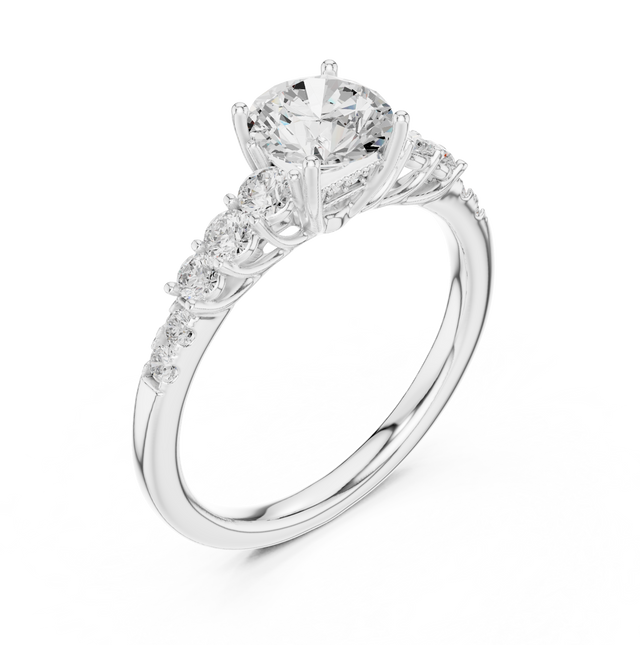 1.45tcw Round Lab Diamond Side Stone Ring | Engagement Ring  | IGI Certified