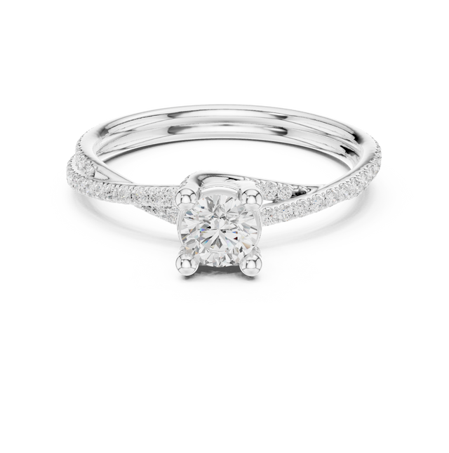 1.46tcw Round Lab Diamond Engagement Ring | Double Wave Band | IGI Certified | Custom Gold