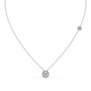Round 1.25tcw Lab Diamond Bezel Set Pendant With Chain And Ice Blue Accent | IGI Certified | E-F, VS | Custom Gold