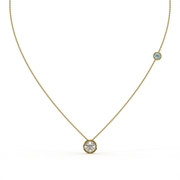 Round 1.25tcw Lab Diamond Bezel Set Pendant With Chain And Ice Blue Accent | IGI Certified | E-F, VS | Custom Gold