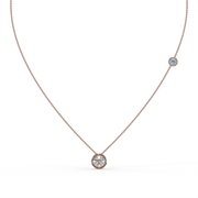 Round 1.25tcw Lab Diamond Bezel Set Pendant With Chain And Ice Blue Accent | IGI Certified | E-F, VS | Custom Gold