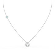 Round 1.25tcw Lab Diamond Bezel Set Pendant With Chain And Ice Blue Accent | IGI Certified | E-F, VS | Custom Gold
