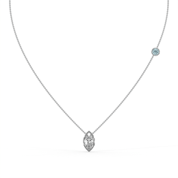 Marquise1.25tcw Lab Diamond Bezel Set Pendant With Chain And Ice Blue Accent | IGI Certified | E-F, VS | Custom Gold