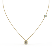 Emerald 1.25tcw Lab Diamond Bezel Set Pendant With Chain And Ice Blue Accent | IGI Certified | E-F, VS | Custom Gold