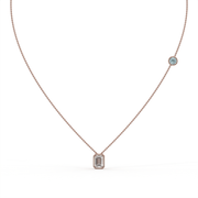 Emerald 1.25tcw Lab Diamond Bezel Set Pendant With Chain And Ice Blue Accent | IGI Certified | E-F, VS | Custom Gold