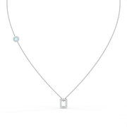 Emerald 1.25tcw Lab Diamond Bezel Set Pendant With Chain And Ice Blue Accent | IGI Certified | E-F, VS | Custom Gold