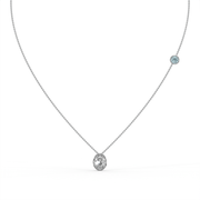 Oval 1.25tcw Lab Diamond Bezel Set Pendant With Chain And Ice Blue Accent | IGI Certified | E-F, VS | Custom Gold