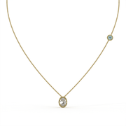 Oval 1.25tcw Lab Diamond Bezel Set Pendant With Chain And Ice Blue Accent | IGI Certified | E-F, VS | Custom Gold