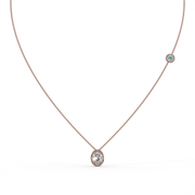 Oval 1.25tcw Lab Diamond Bezel Set Pendant With Chain And Ice Blue Accent | IGI Certified | E-F, VS | Custom Gold