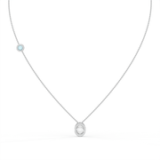 Oval 1.25tcw Lab Diamond Bezel Set Pendant With Chain And Ice Blue Accent | IGI Certified | E-F, VS | Custom Gold