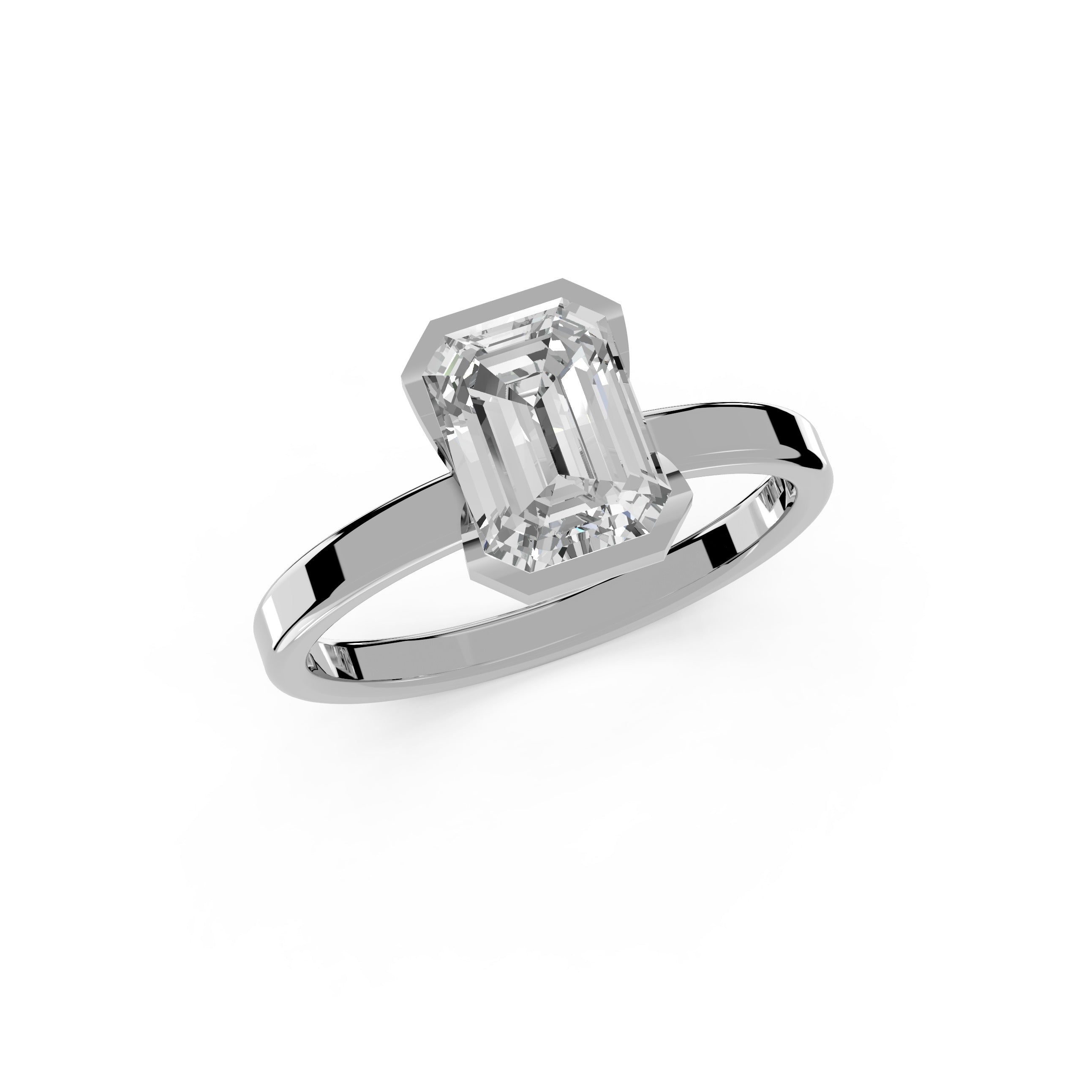 1.50ct Emerald Lab Diamond Bezel Cathedral Ring | IGI Certified | D-E-F VVS–VS Clarity