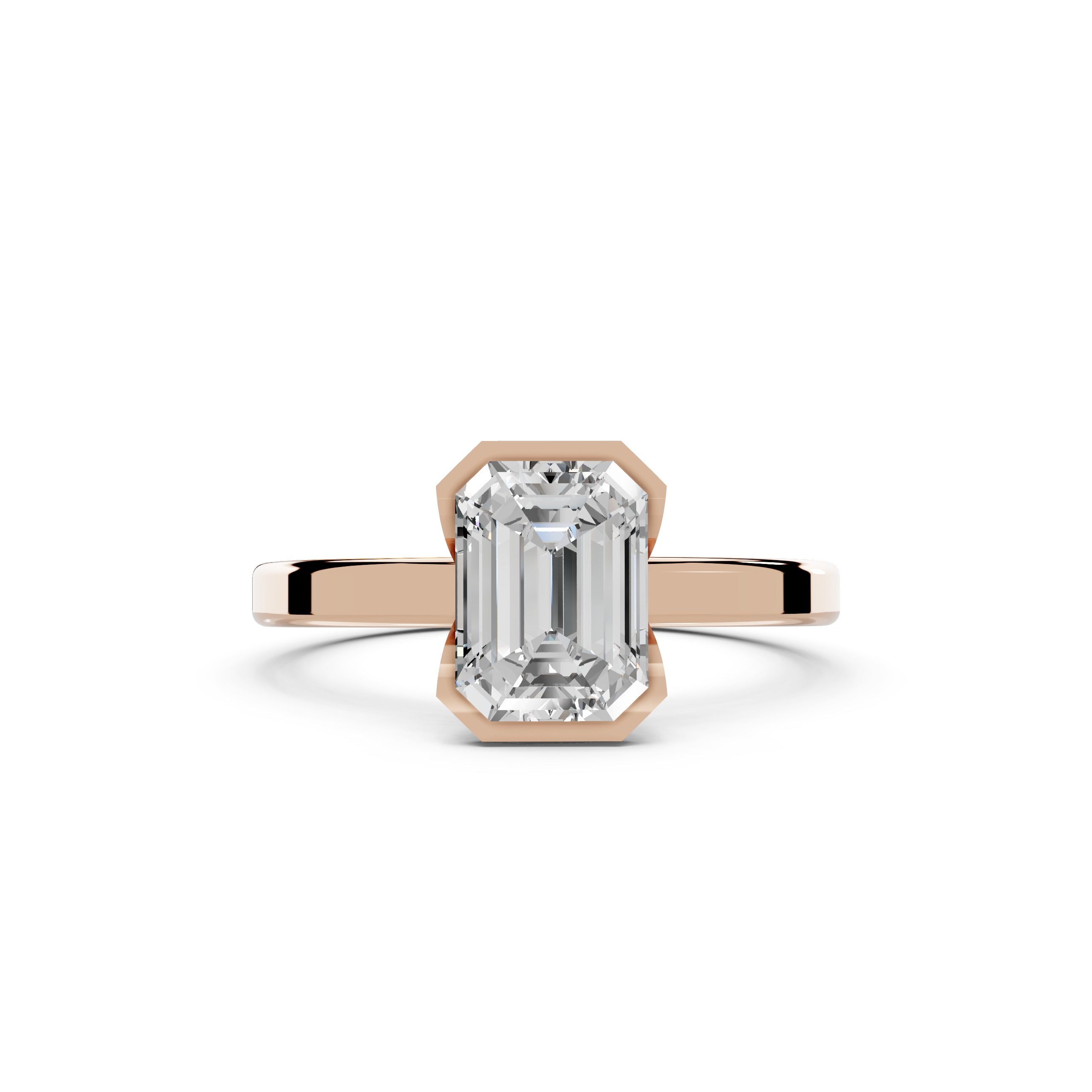 1.50ct Emerald Lab Diamond Bezel Cathedral Ring | IGI Certified | D-E-F VVS–VS Clarity