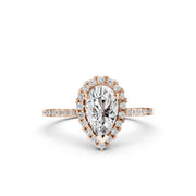 Pear Moissanite Ring, Halo Engagement Ring, 1.00 TW Pear Shaped Moissanite Ring, Best Proposal Ring For Her, Anniversary Gift Ring