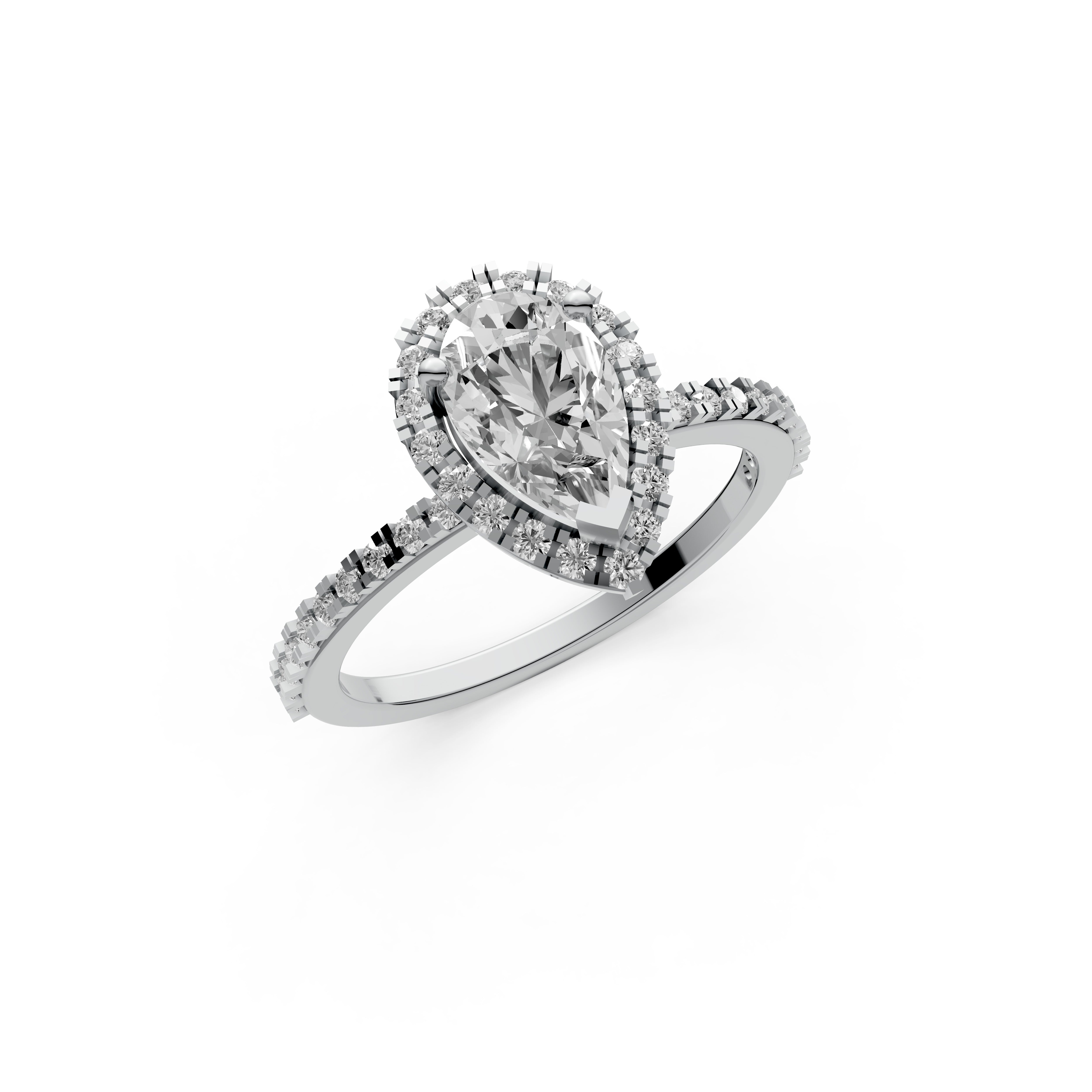 Pear Lab Grown Diamond Halo Engagement Ring | DEF Color| VVS–VS Clarity| IGI Certified