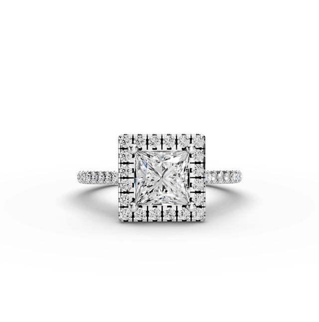 Princess Lab Grown Diamond Halo Engagement Ring | DEF Color| VVS–VS Clarity| IGI Certified
