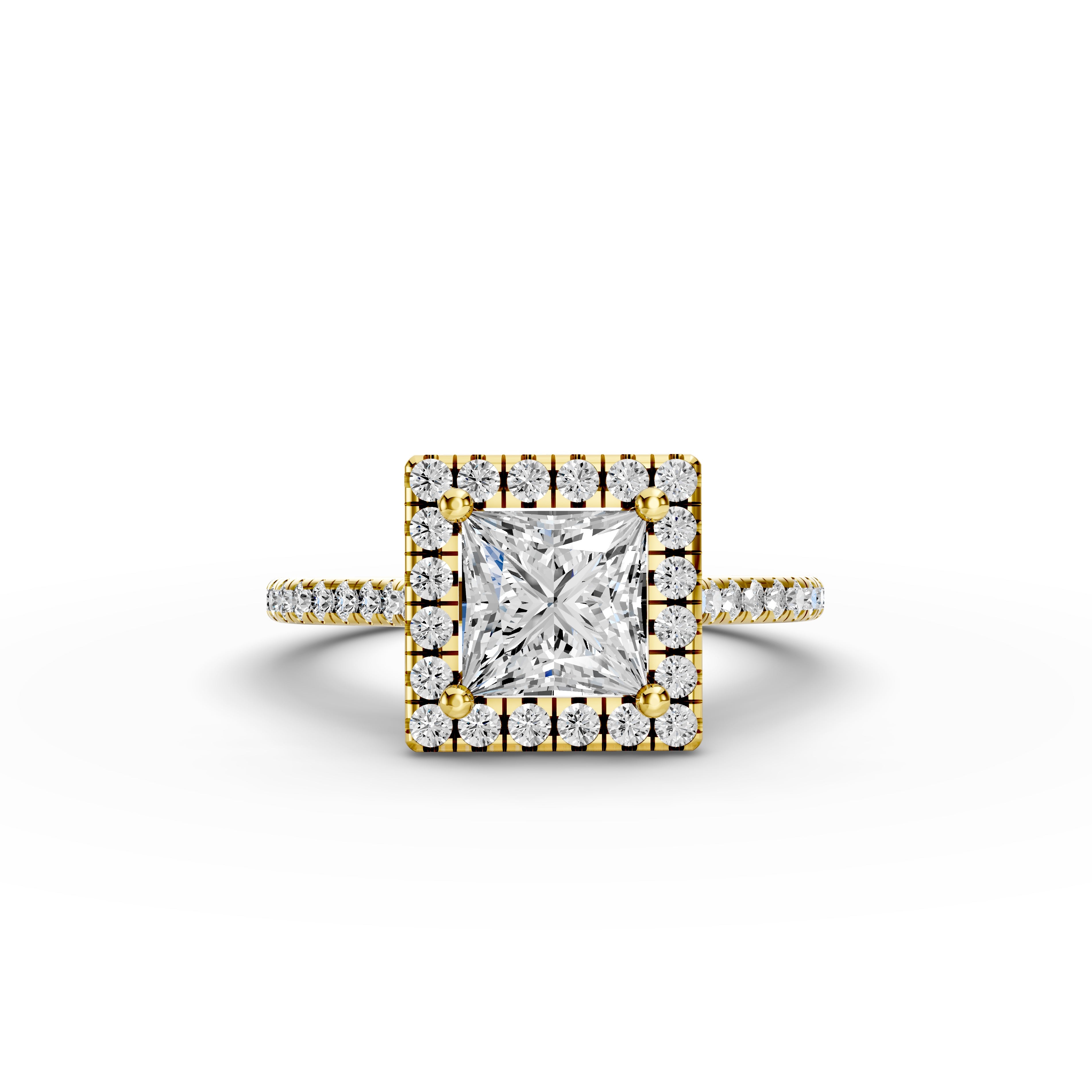 Princess Lab Grown Diamond Halo Engagement Ring | DEF Color| VVS–VS Clarity| IGI Certified