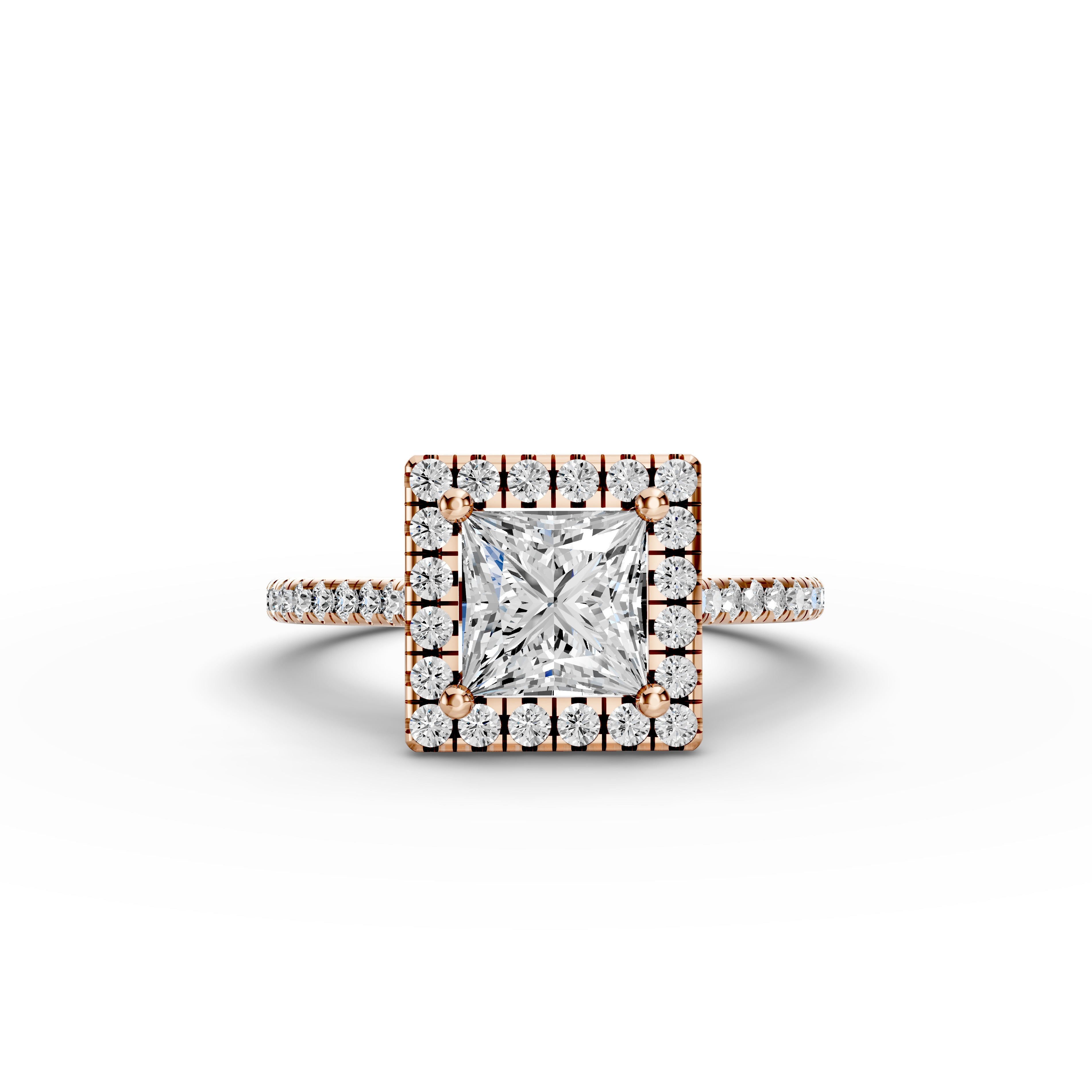Princess Lab Grown Diamond Halo Engagement Ring | DEF Color| VVS–VS Clarity| IGI Certified