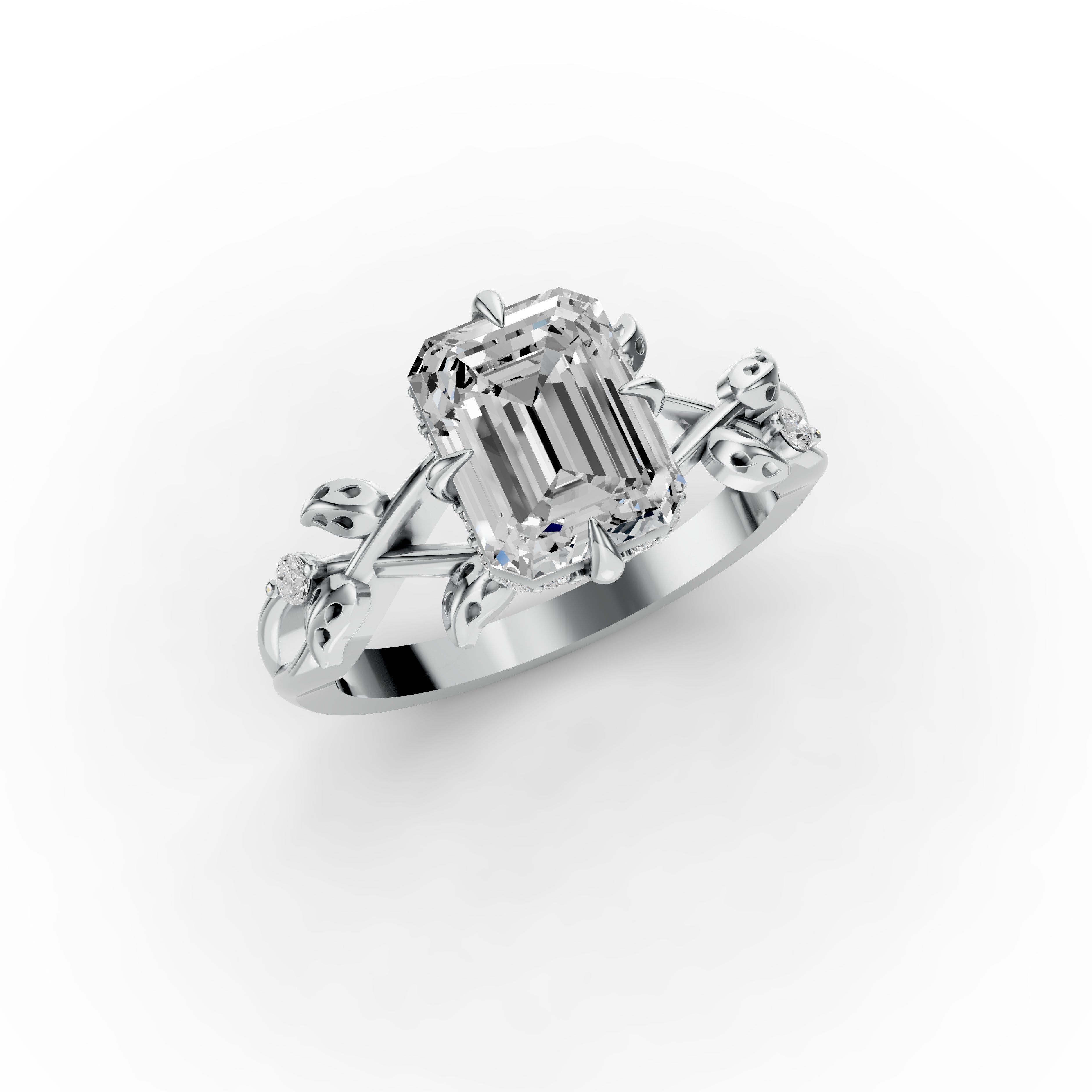 2.12tct Emerald Lab Grown Diamond Engagement Ring| D-E-F Color| VVS–VS Clarity| IGI Certified