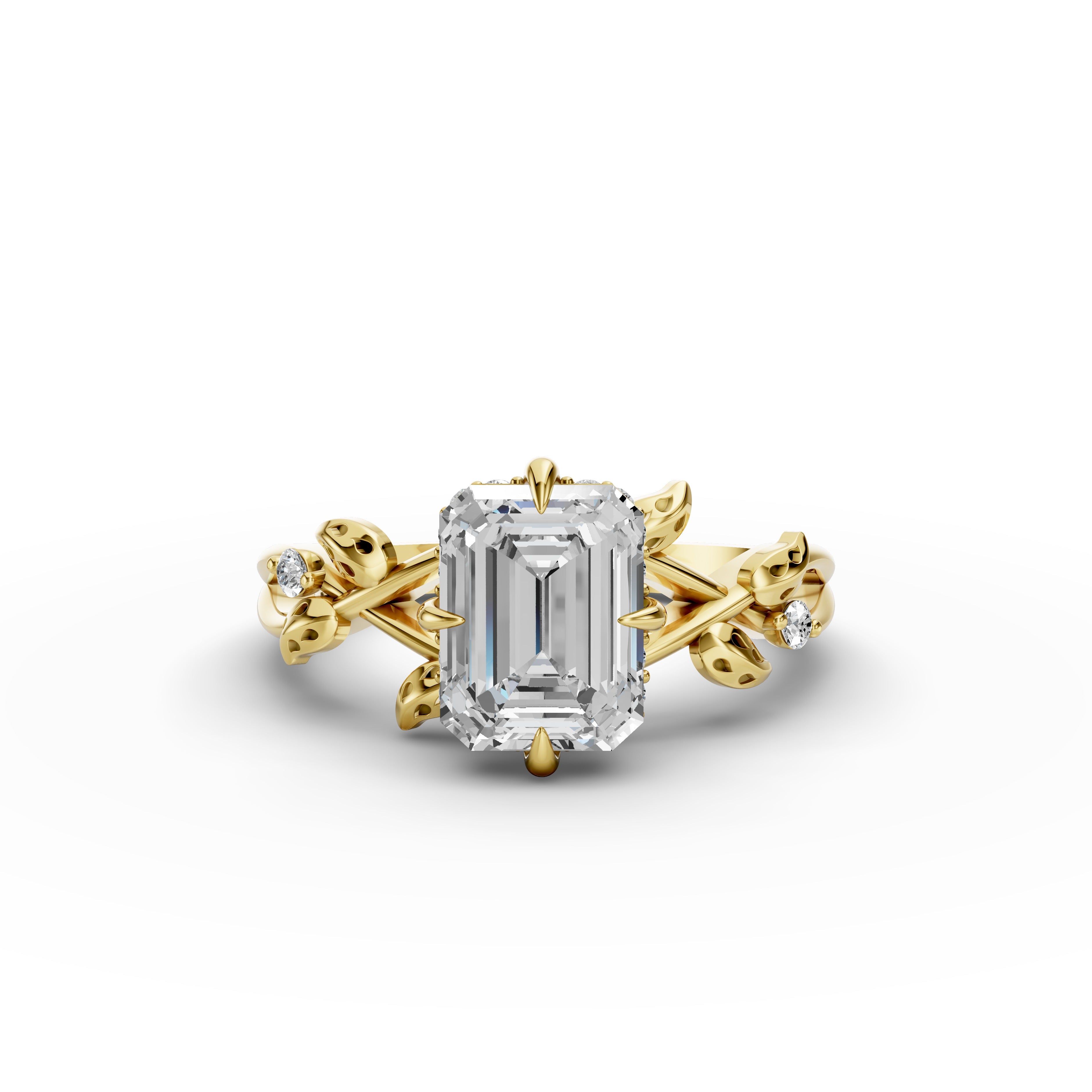 2.12tct Emerald Lab Grown Diamond Engagement Ring| D-E-F Color| VVS–VS Clarity| IGI Certified