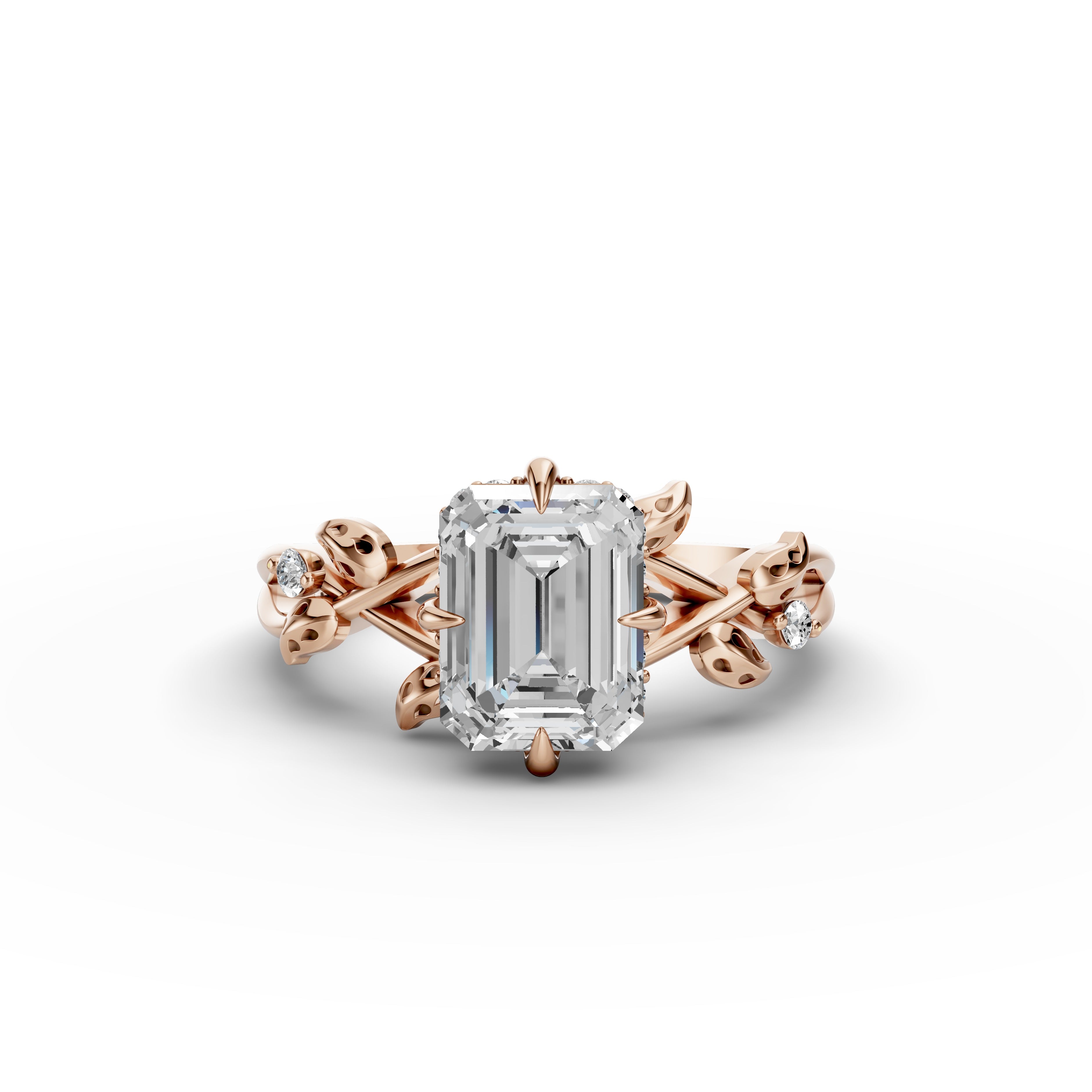 2.12tct Emerald Lab Grown Diamond Engagement Ring| D-E-F Color| VVS–VS Clarity| IGI Certified