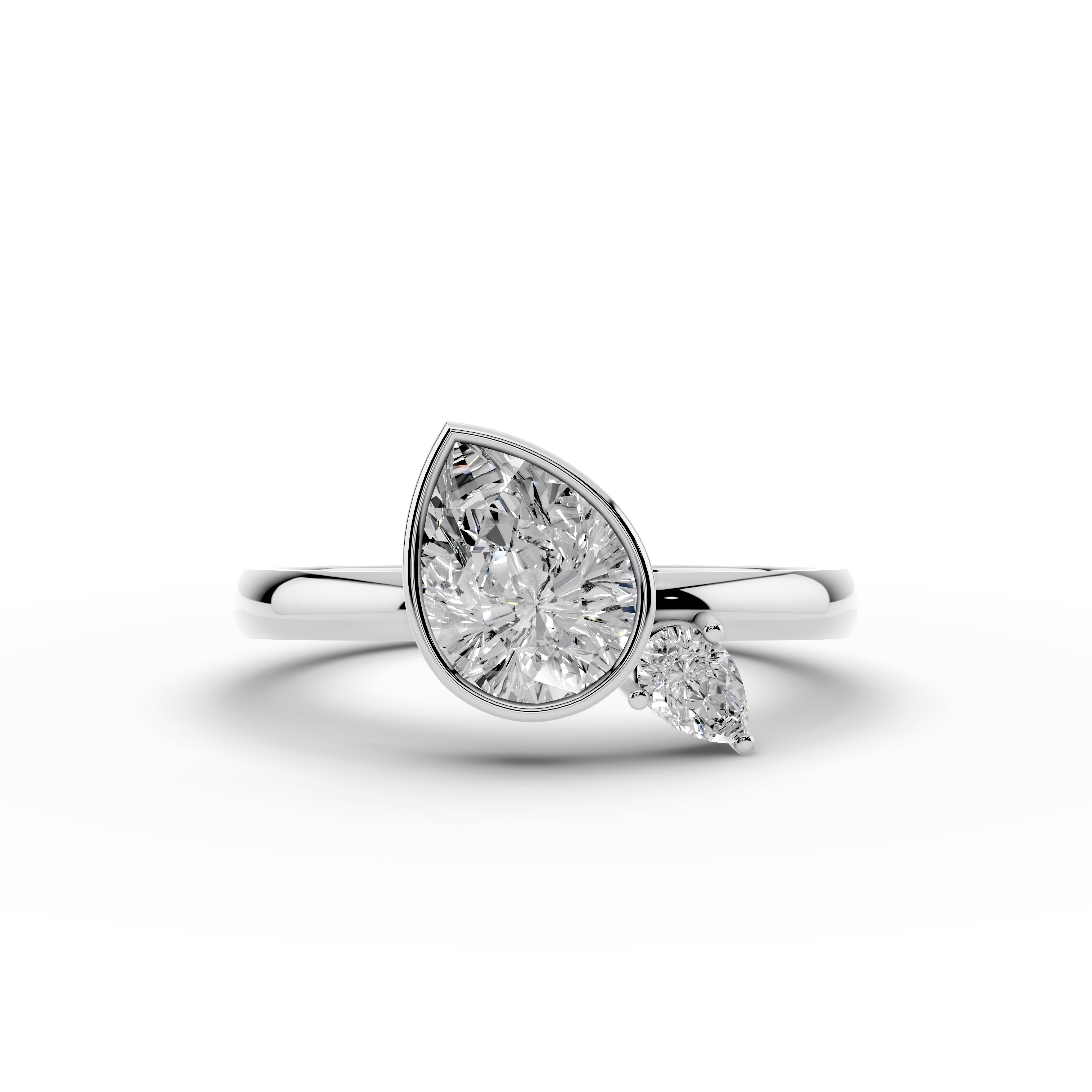 1.12tct Pear Lab Grown Diamond Toi et Moi Set Engagement Ring | D-E-F Color | VVS–VS Clarity | IGI Certified