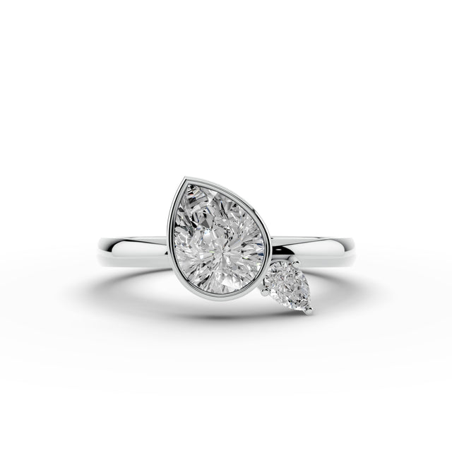 1.12tct Pear Lab Grown Diamond Toi et Moi Set Engagement Ring | D-E-F Color | VVS–VS Clarity | IGI Certified