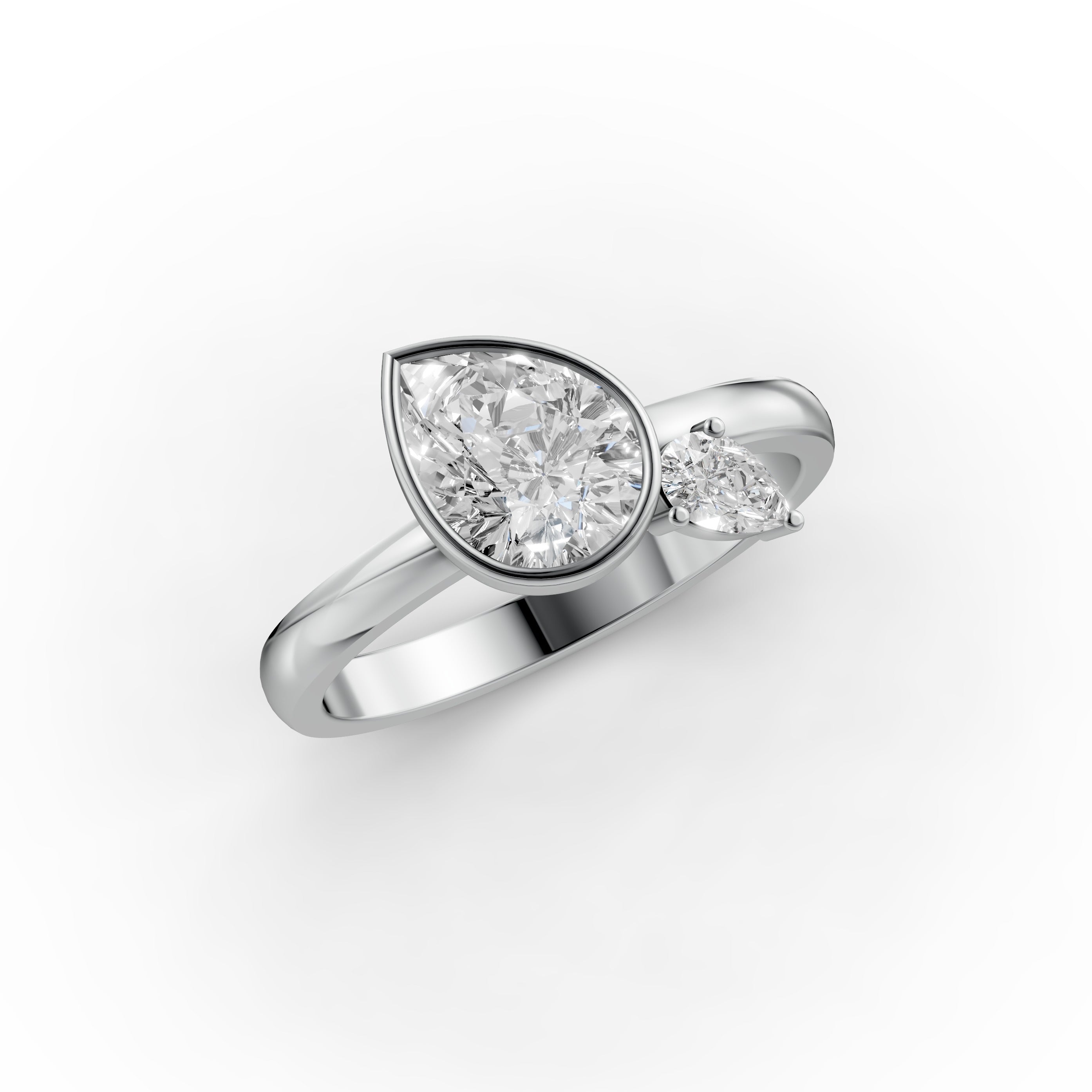 1.12tct Pear Lab Grown Diamond Toi et Moi Set Engagement Ring | D-E-F Color | VVS–VS Clarity | IGI Certified