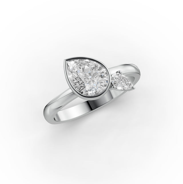 1.12tct Pear Lab Grown Diamond Toi et Moi Set Engagement Ring | D-E-F Color | VVS–VS Clarity | IGI Certified