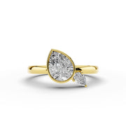 Pear cut Moissanite Toi Et Moi Engagement Ring, Double Stone Promise Ring, Two-Stone Birthstone Statement Ring Gift, Solid Gold Ring