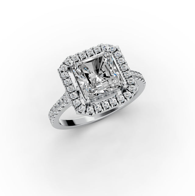 2.48tct Princess Lab Grown Diamond Halo Engagement Ring | D-E-F Color | VVS–VS Clarity | IGI Certified