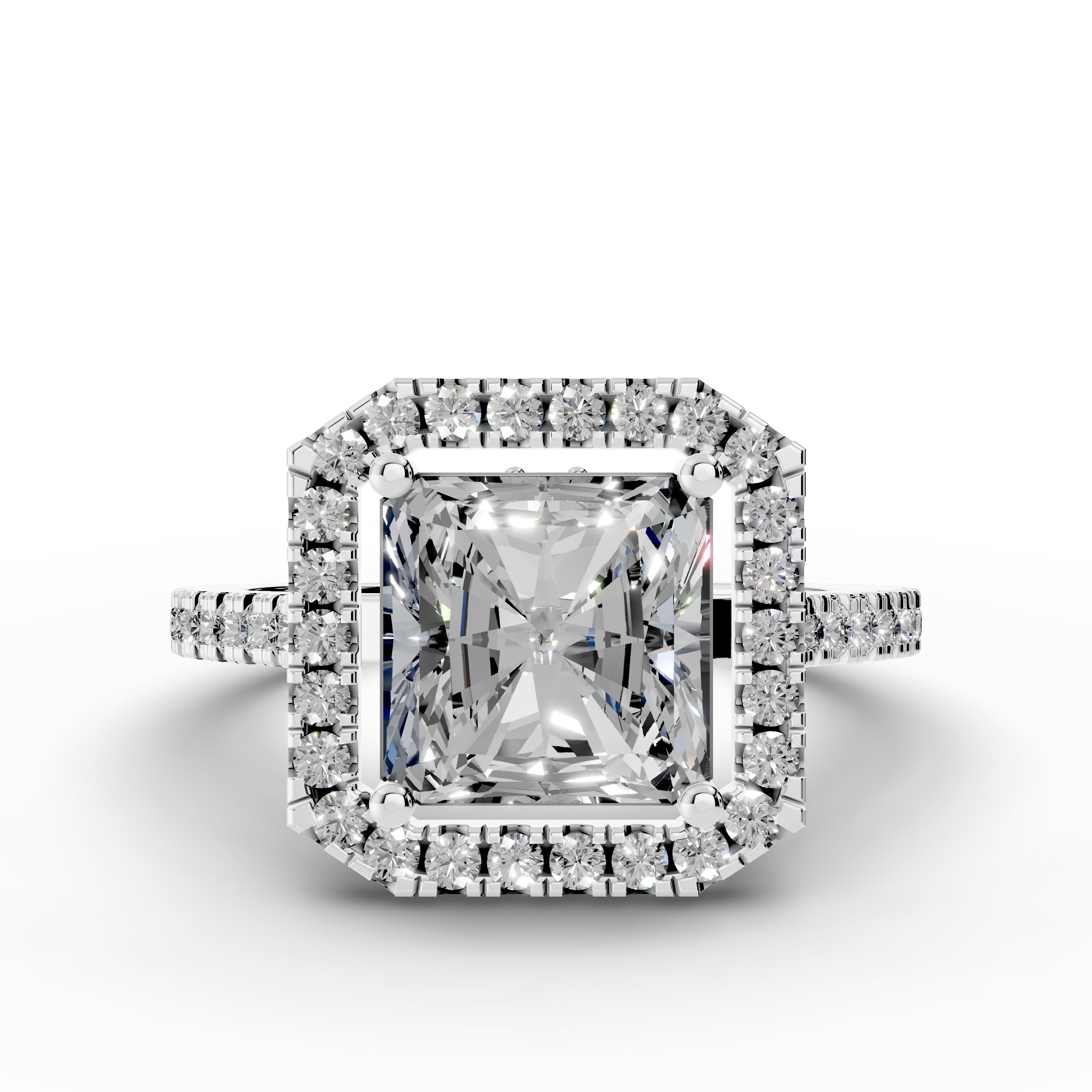 2.48tct Princess Lab Grown Diamond Halo Engagement Ring | D-E-F Color | VVS–VS Clarity | IGI Certified