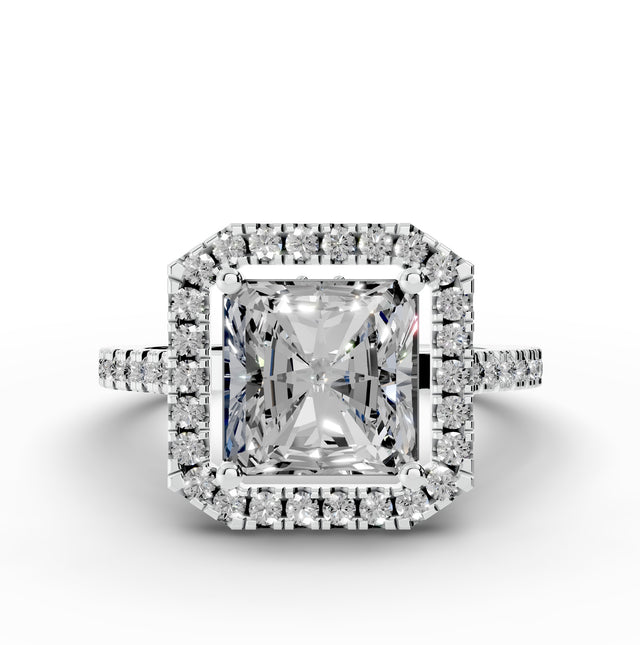 2.48tct Princess Lab Grown Diamond Halo Engagement Ring | D-E-F Color | VVS–VS Clarity | IGI Certified