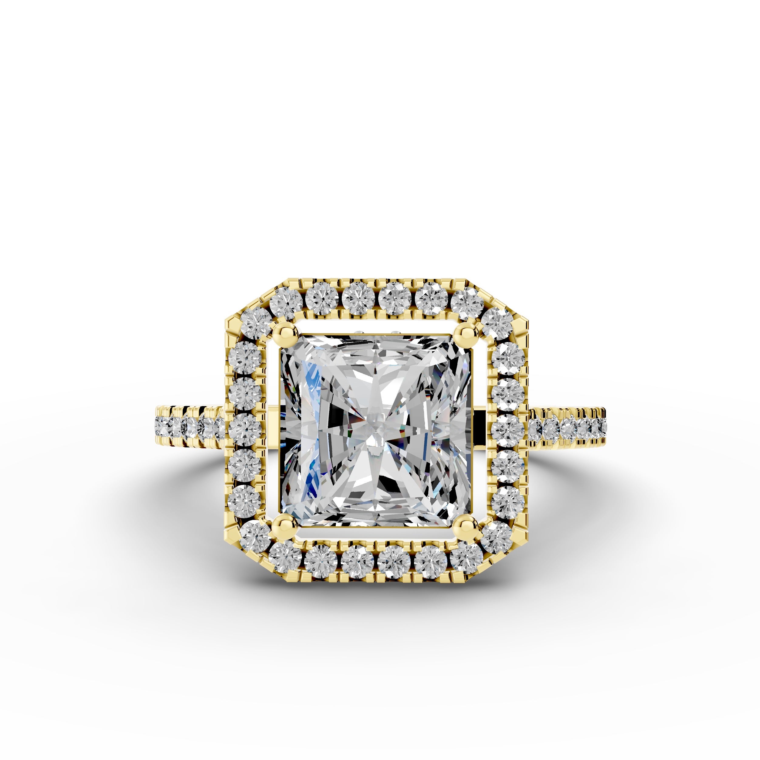 2.48tct Princess Lab Grown Diamond Halo Engagement Ring | D-E-F Color | VVS–VS Clarity | IGI Certified