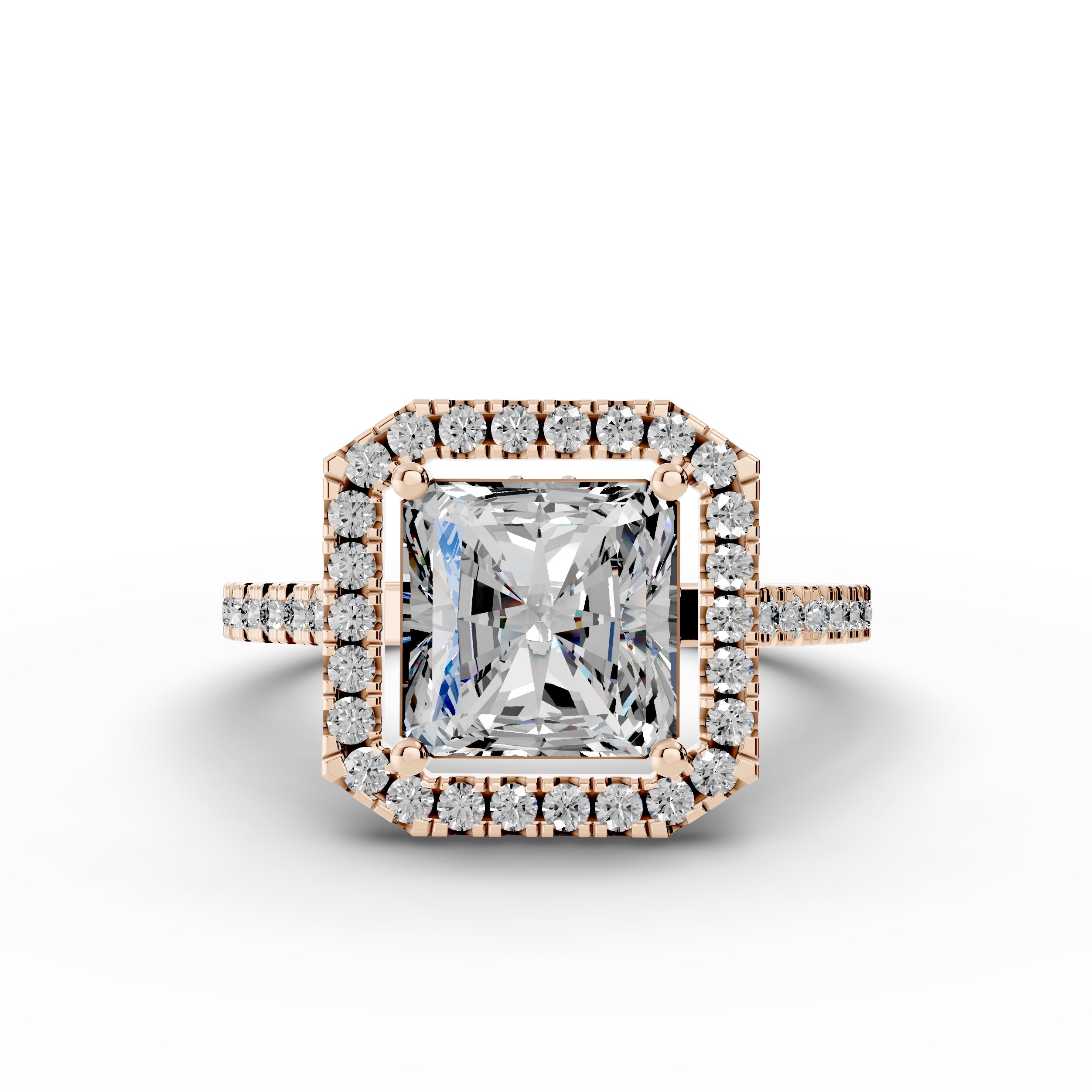 2.48tct Princess Lab Grown Diamond Halo Engagement Ring | D-E-F Color | VVS–VS Clarity | IGI Certified