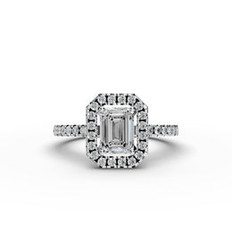 Emerald Lab Grown Diamond Engagement Ring | Halo & Pavé | IGI Certified | Custom Gold
