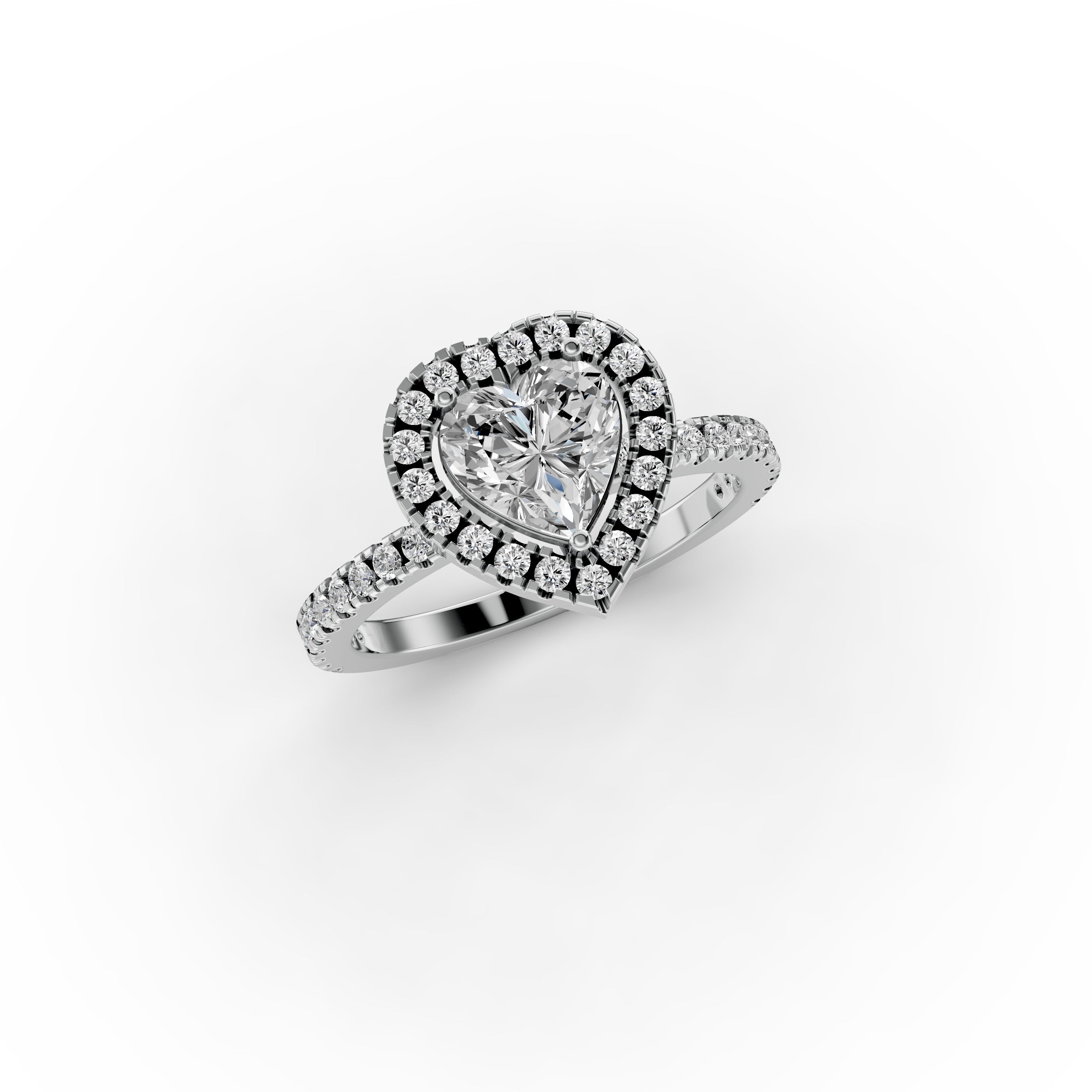 1.38tct Heart Lab Grown Diamond Halo Engagement Ring | D-E-F Color | VVS–VS Clarity | IGI Certified