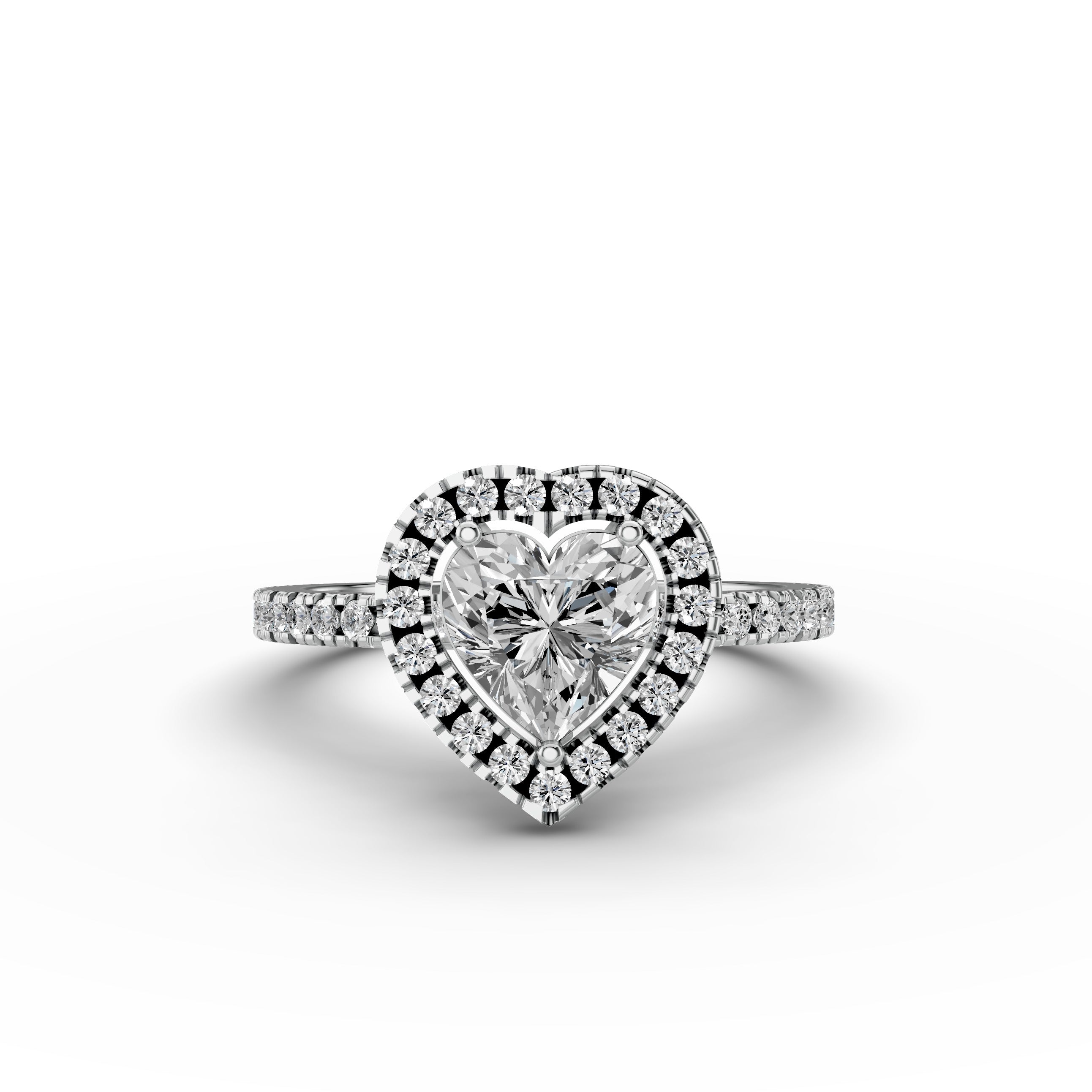 1.38tct Heart Lab Grown Diamond Halo Engagement Ring | D-E-F Color | VVS–VS Clarity | IGI Certified