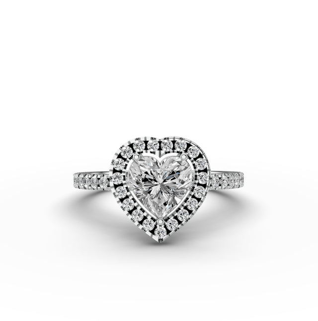 1.38tct Heart Lab Grown Diamond Halo Engagement Ring | D-E-F Color | VVS–VS Clarity | IGI Certified