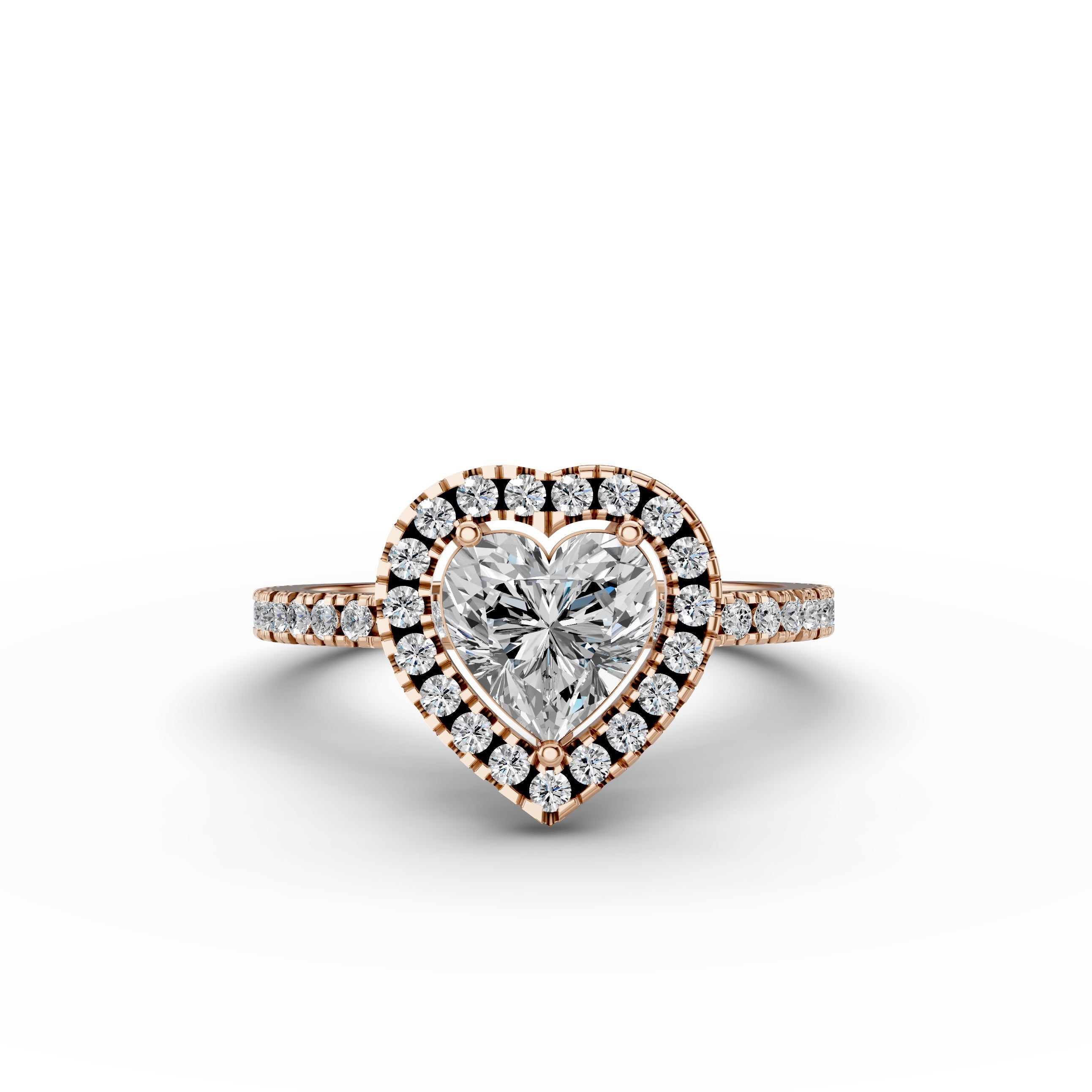 1.38tct Heart Lab Grown Diamond Halo Engagement Ring | D-E-F Color | VVS–VS Clarity | IGI Certified