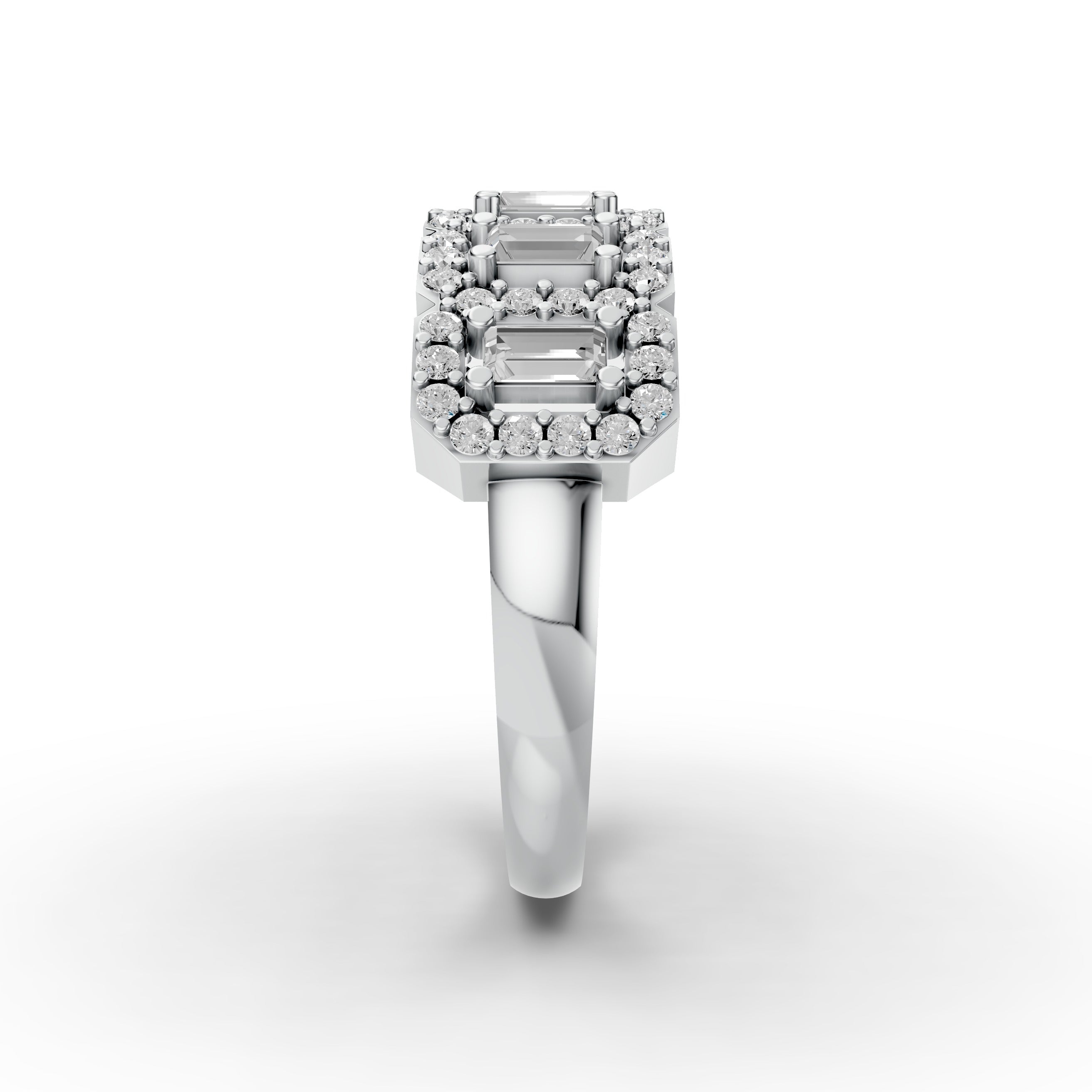 Baguette Lab Grown Diamond Halo Engagement Ring | D-E-F Color | VVS–VS Clarity | IGI Certified