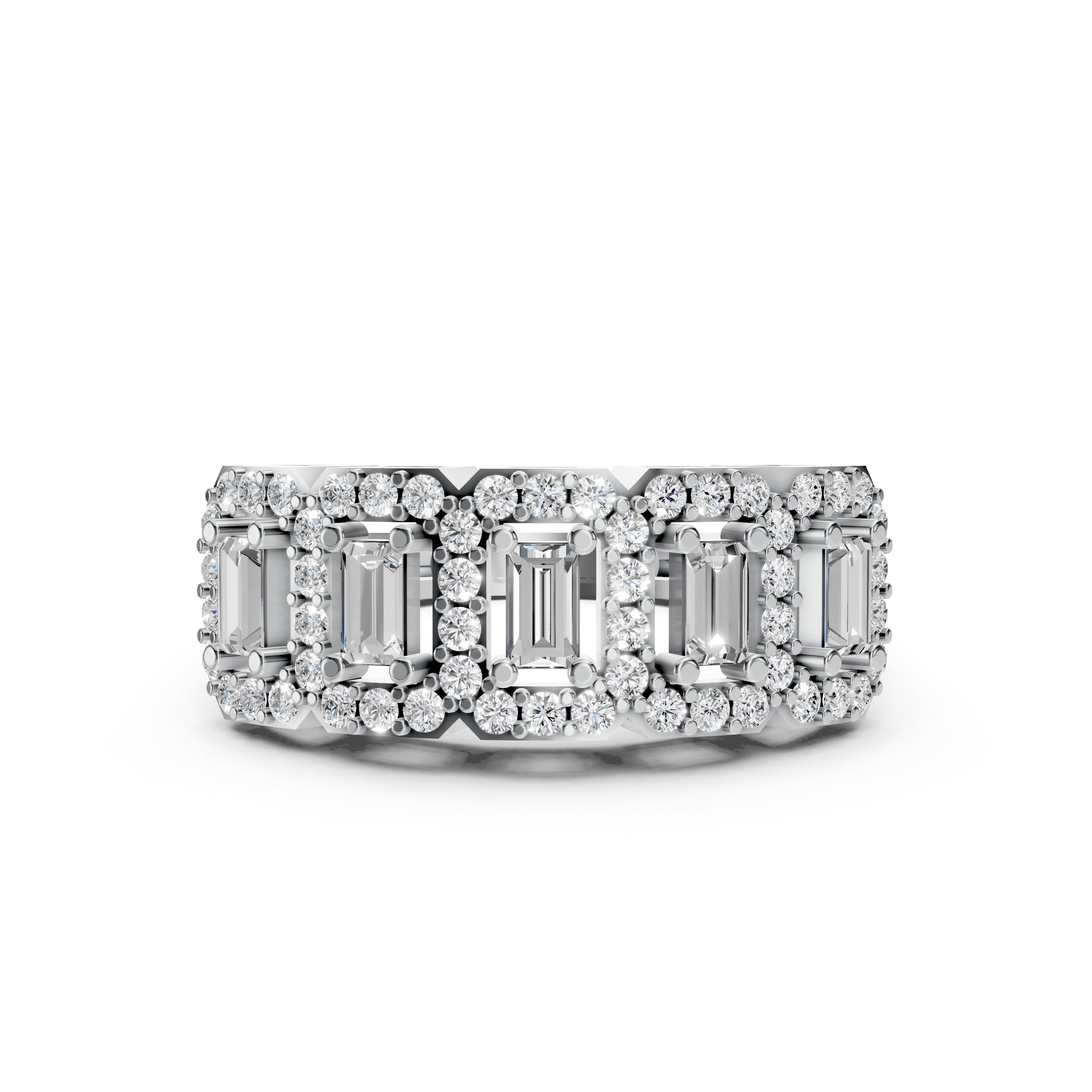 Baguette Lab Grown Diamond Halo Engagement Ring | D-E-F Color | VVS–VS Clarity | IGI Certified