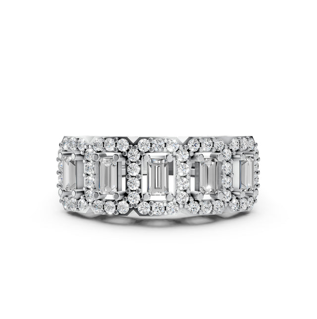 Baguette Lab Grown Diamond Halo Engagement Ring | D-E-F Color | VVS–VS Clarity | IGI Certified