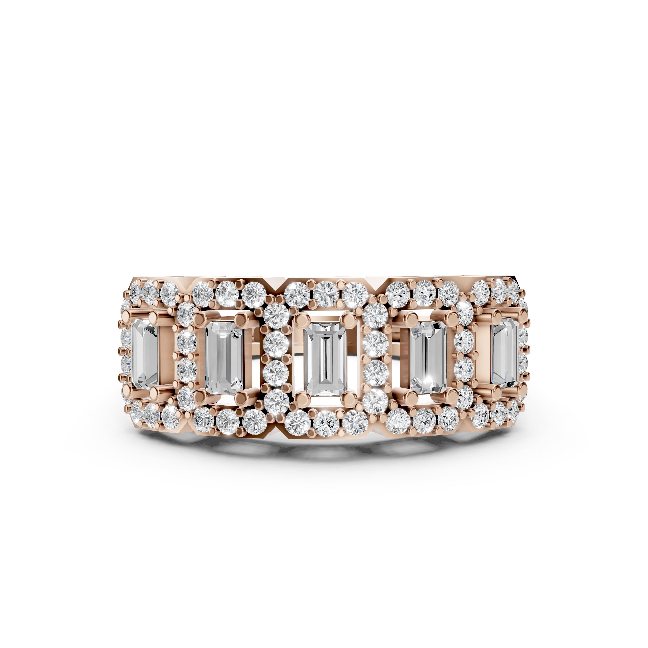 Baguette Lab Grown Diamond Halo Engagement Ring | D-E-F Color | VVS–VS Clarity | IGI Certified