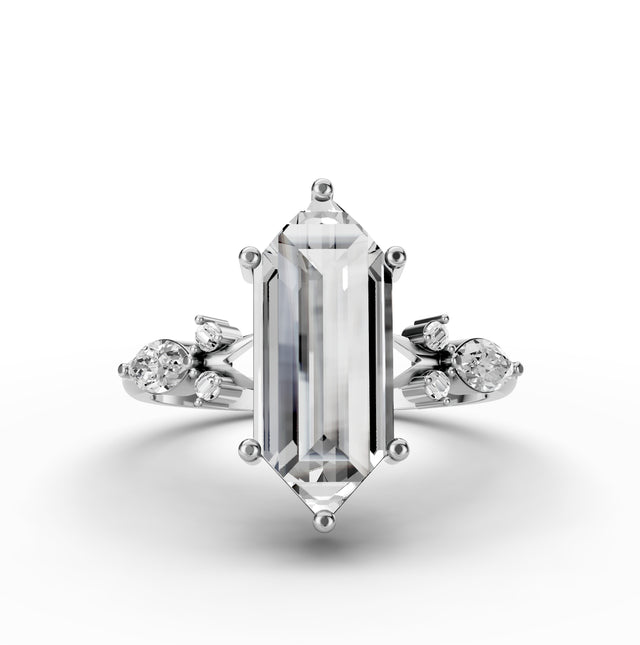 2.73tct Hexagon Unique  Lab Grown Diamond Engagement Ring | D-E-F Color | VVS–VS Clarity |