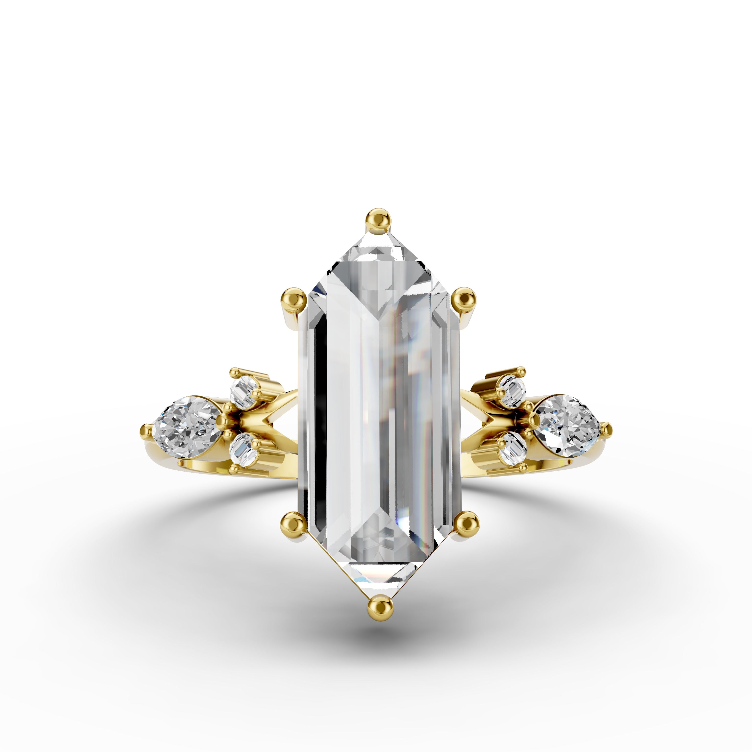 2.73tct Hexagon Unique  Lab Grown Diamond Engagement Ring | D-E-F Color | VVS–VS Clarity |